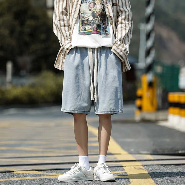 Vintage Drawstring Denim Baggy Shorts