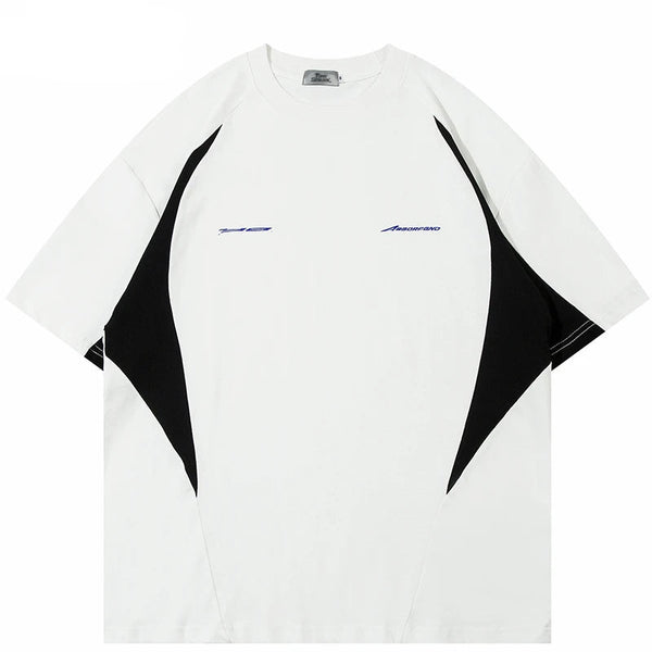 Camiseta deportiva de patchwork retro de gran tamaño