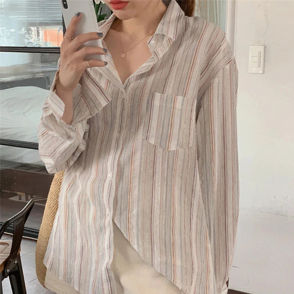 Casual Simple Striped Long Sleeve Shirt