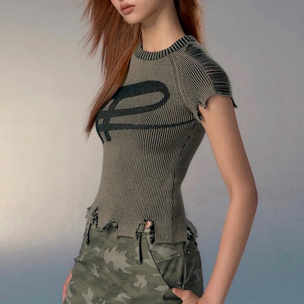 Grunge Aesthetic Ripped T-shirt