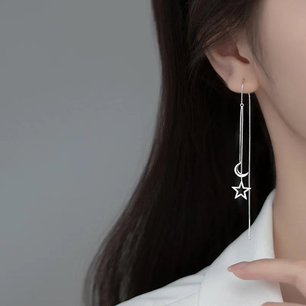 Sterling Silver Star Moon Earrings