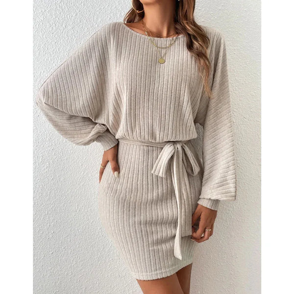 Belted Women's Knitted Dress