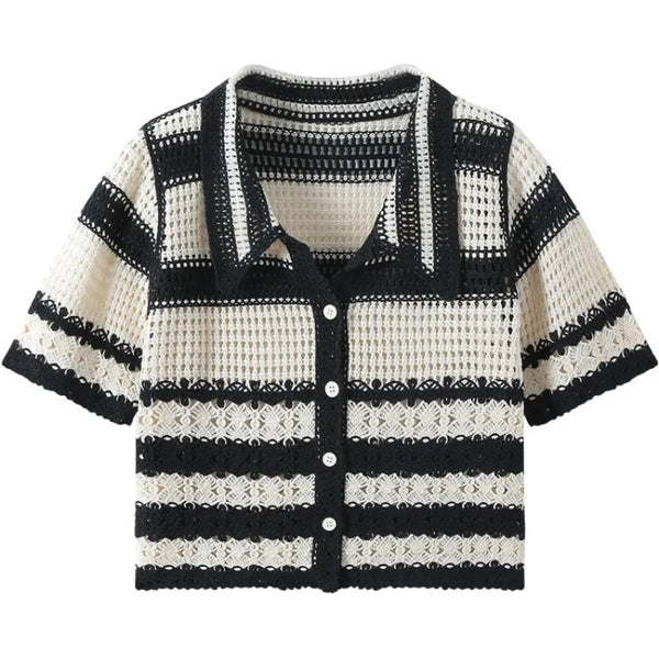 Handmade Crochet Striped Knitted Vest