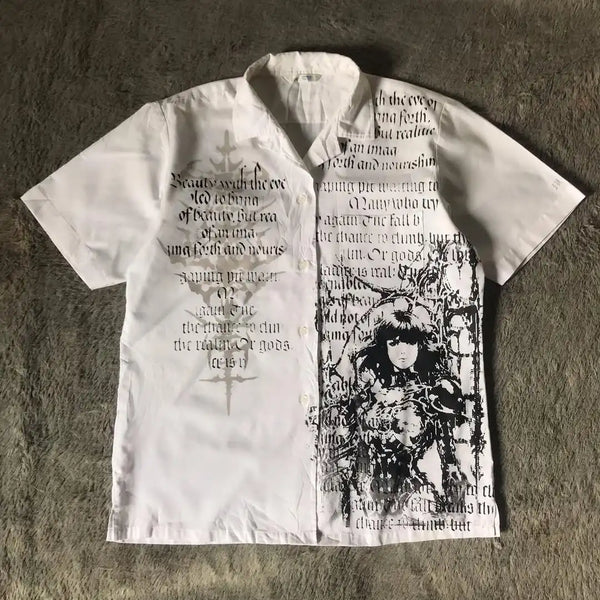 Y2K Black Retro Gothic Skull Print Shirt