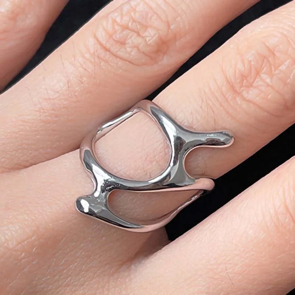 Vintage Silver Irregular Geometric Open Rings