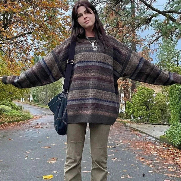 Vintage Striped Knitted Sweater Pullover