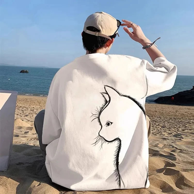Übergroßes koreanisches Katzen-T-Shirt