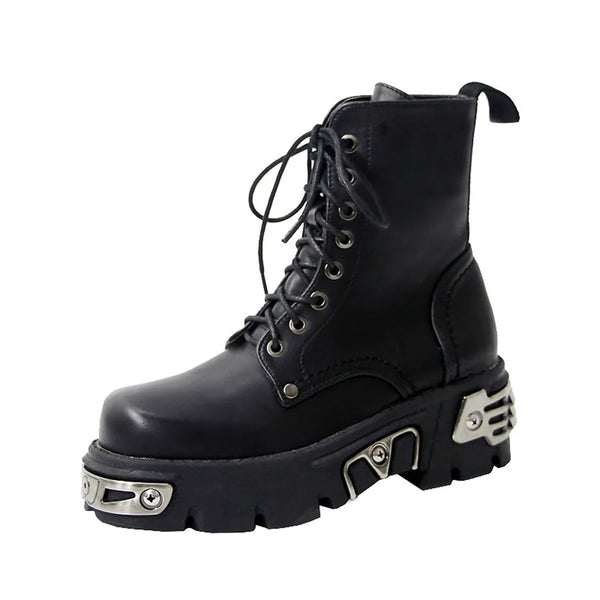 Black Punk Style Ankle Boots