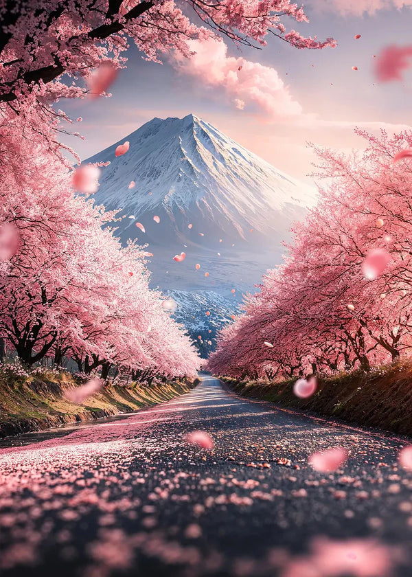 Póster de flores de cerezo japonesas 