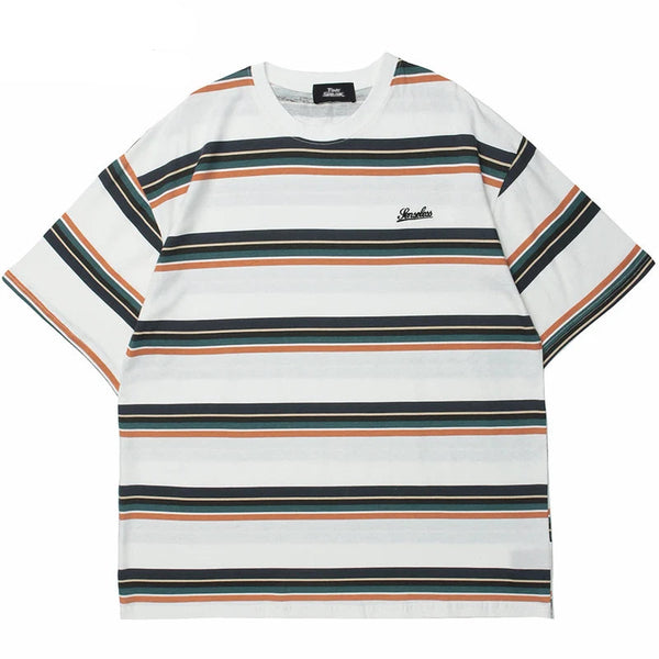 Bold Striped Print Cotton T-Shirt