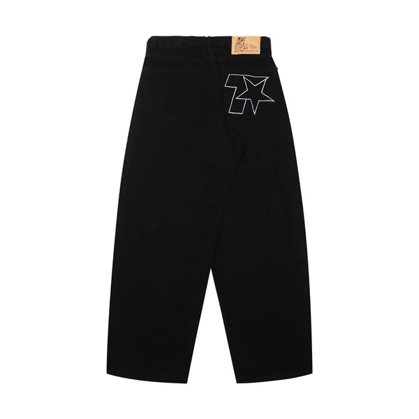 Comfortable White Star Letter Logo Jeans