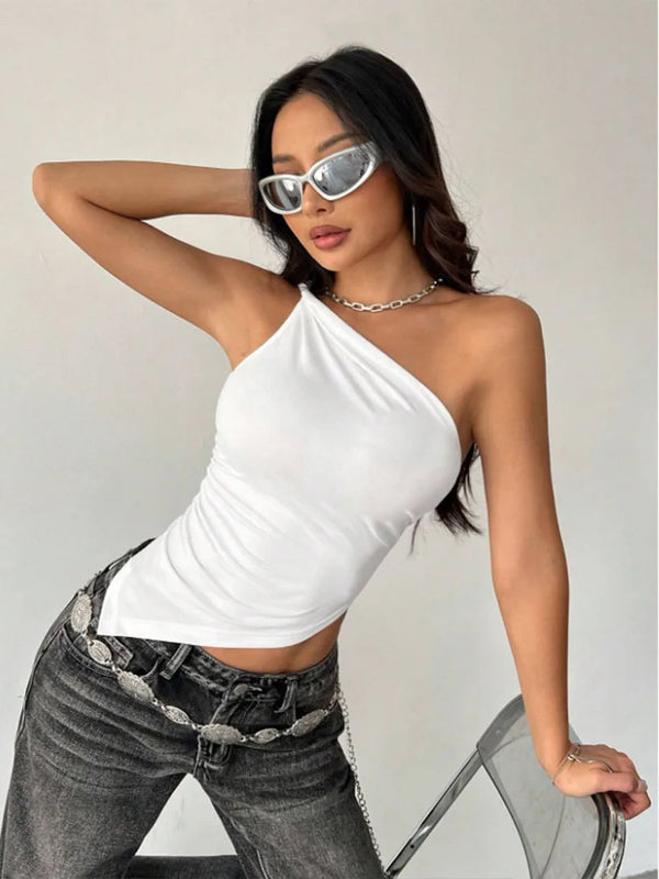 Stylish Asymmetrical Shoulder Slim Fit T-Shirt