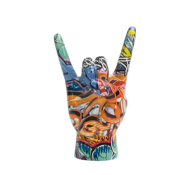 Graffiti Rock On Hand Statue