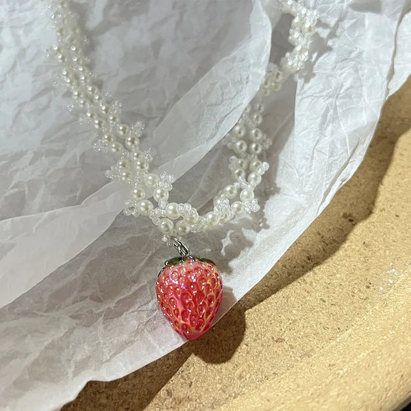 Couquette Sweet Strawberry Necklace