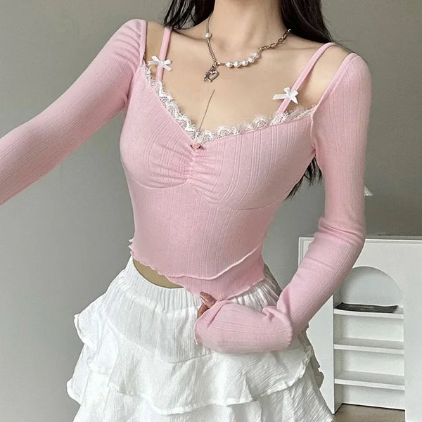 Coquette Pink Long Sleeve Top