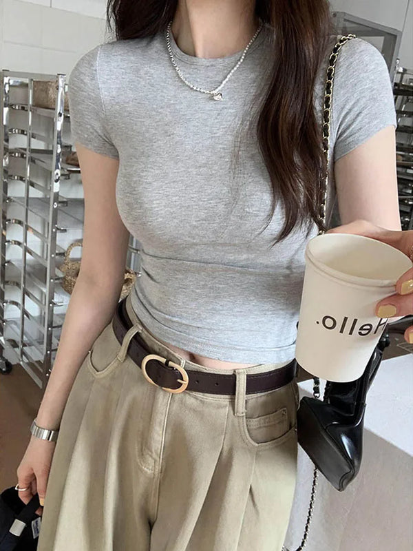 Soft Girl Crewneck Short Sleeve Crop Top