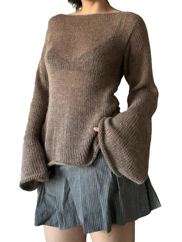 Y2K Knitted Boat Neck Sweater