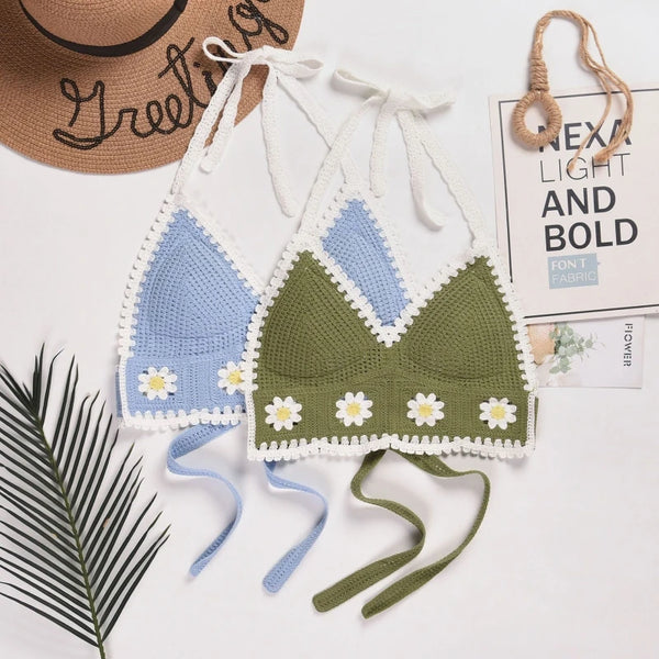 Handmade Knitted Boho Beach Camisoles Crochet Bikini