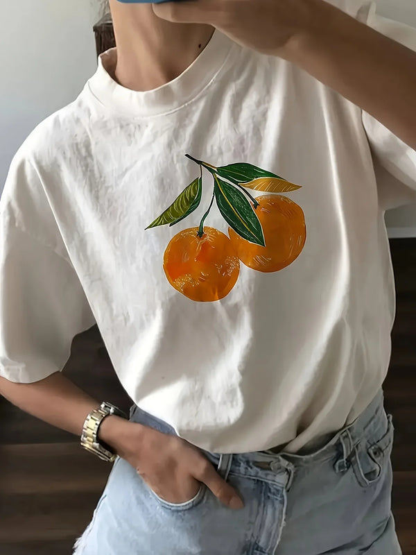 Vibrant Orange Crew Neck Short T-Shirt