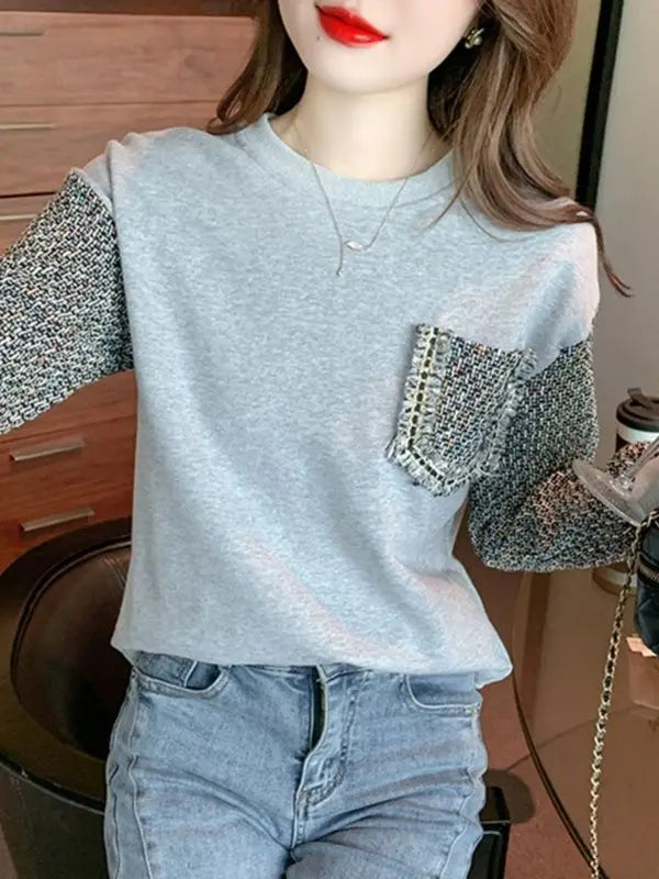 Splicing Color Front Pocket T-shirt