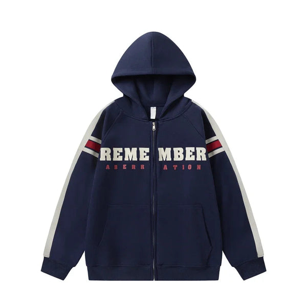 Y2K Sports Style Zip-up Hoodie