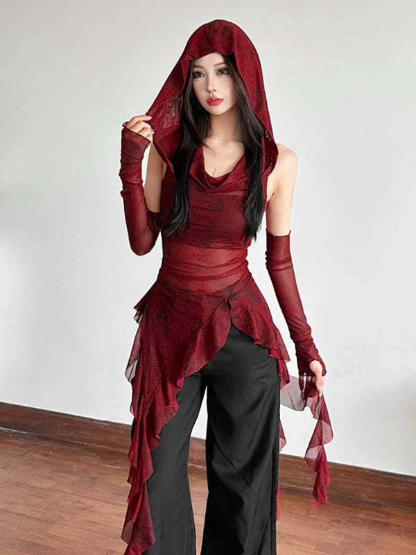 Grunge Red Vintage Hoodie