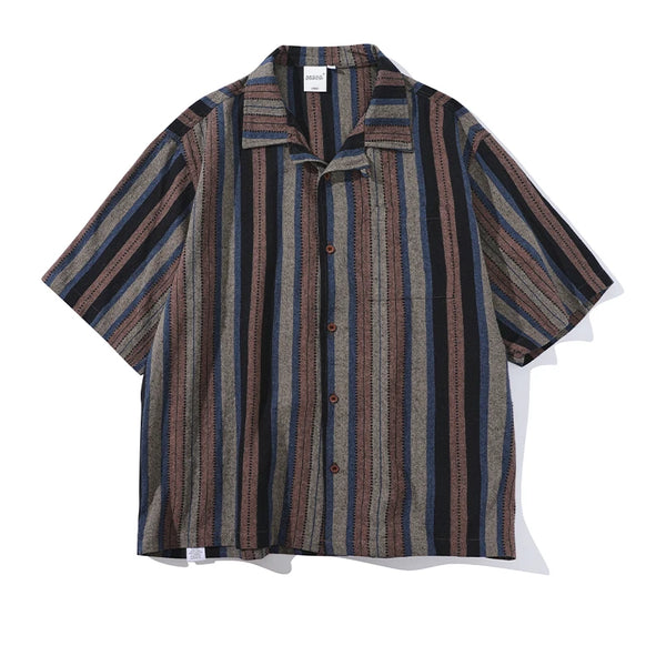Loose Striped Short Sleeve Shirt