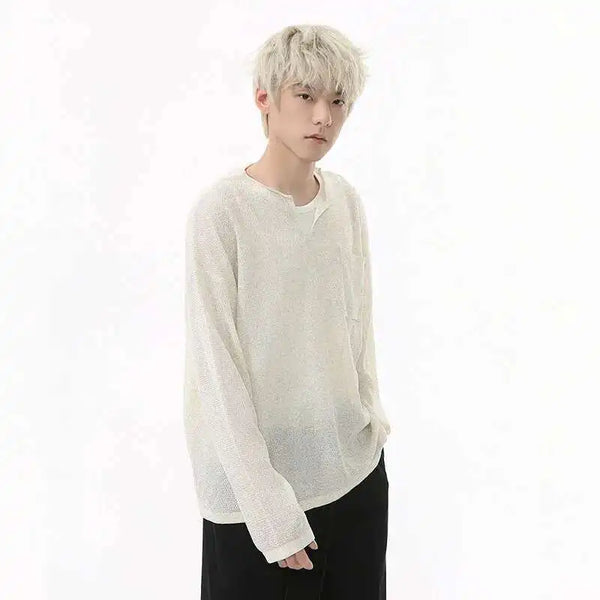 Stylish Korean Long Sleeve V-Neck T-Shirt
