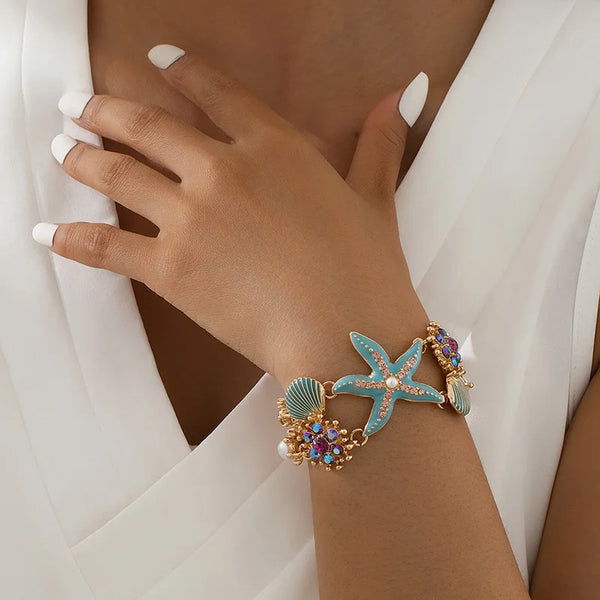 Exaggerated Starfish Shell Cuff Bracelet