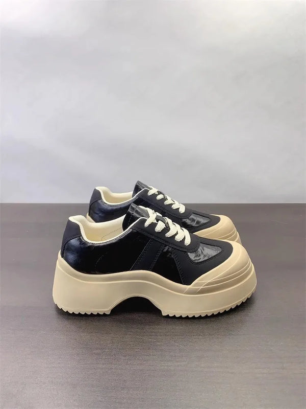 Vintage Thick Bottom Casual Leather Platform Shoes