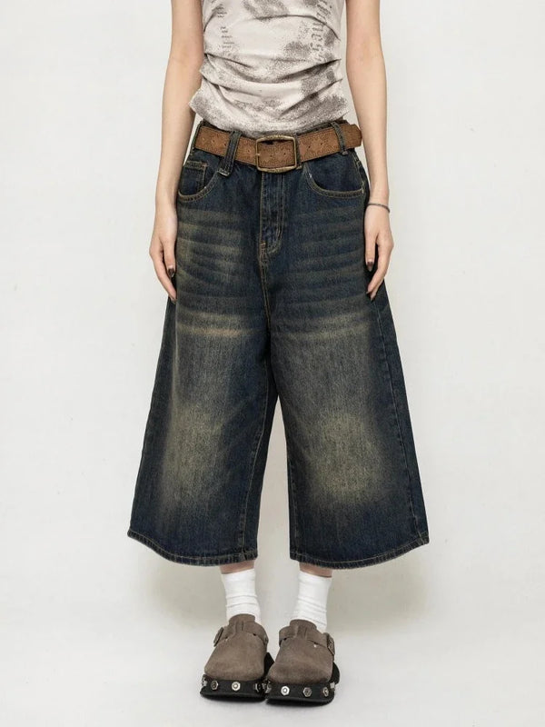 Vintage High Waist Blue Denim Shorts