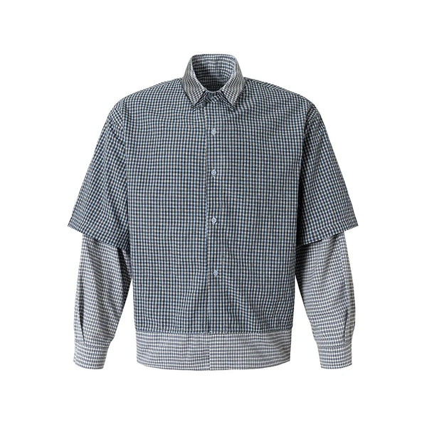 Plaid Double Layered Long Sleeve Shirt