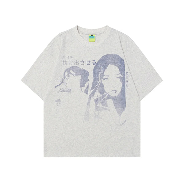 Vintage Portrait Print Girl T-Shirt
