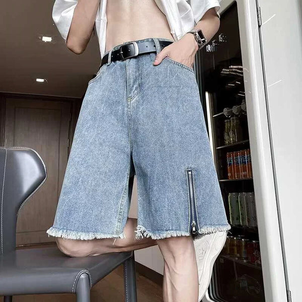 Ripped Wide Leg Denim Shorts