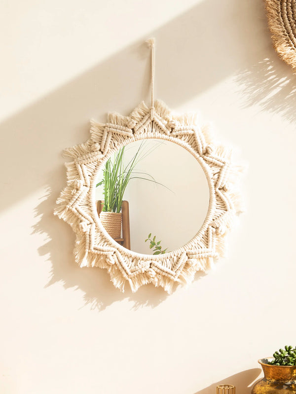 Boho Macrame Round Cosmetic Mirror
