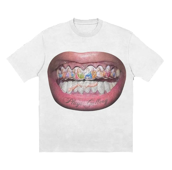 Gothic Print Oversized Cotton T-Shirt