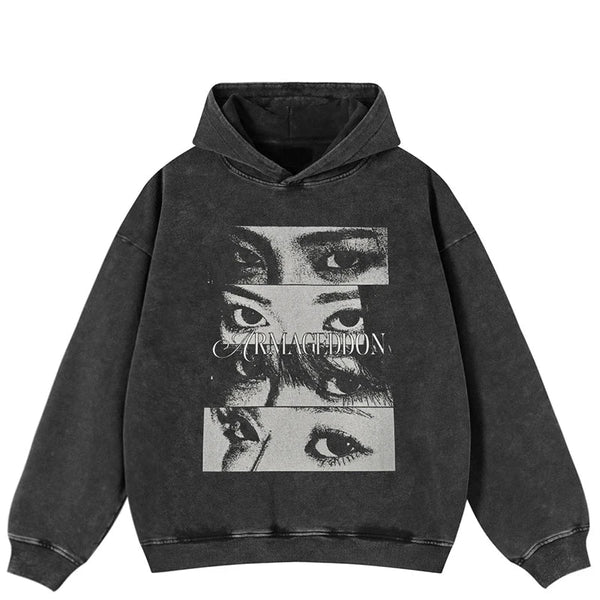 Faded Black Heavy Cotton Eyes Hoodie