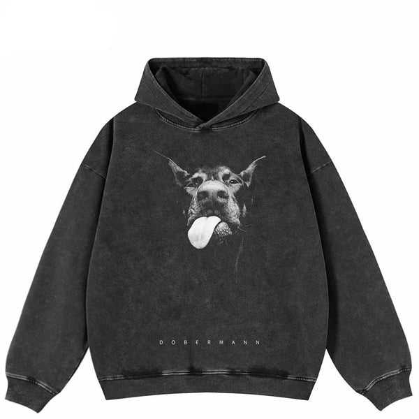 Oversized Funny Doberman Graphic Hoodie Shirt