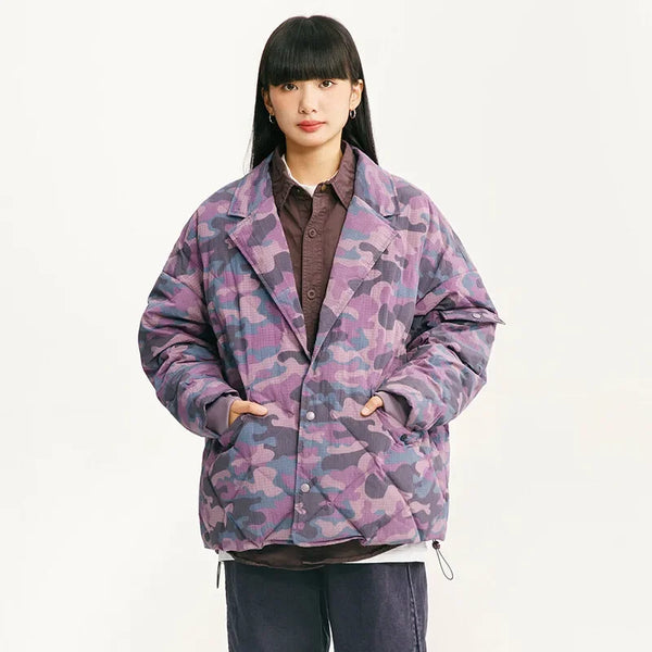 Camouflage Print Down Suit Puffer Jacket