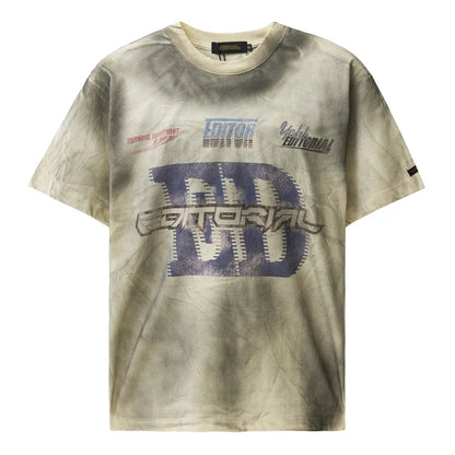 Vintage Letter Print Crew Neck T-Shirt