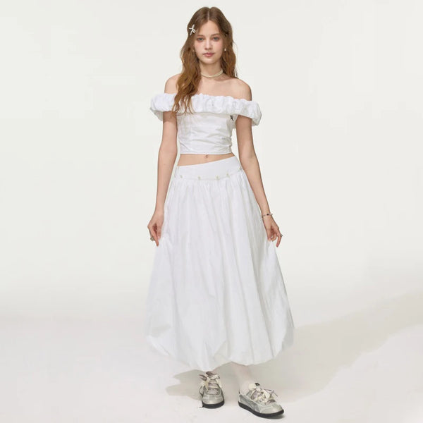 Soft Girl White Two-pieces Set