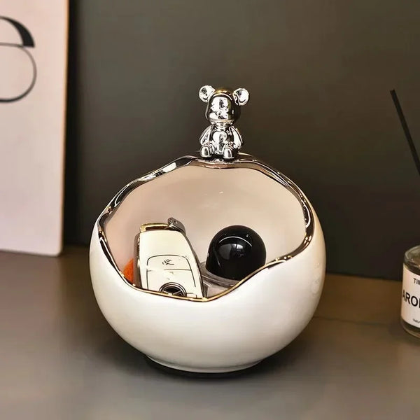 Ceramic Bear Tray Statue