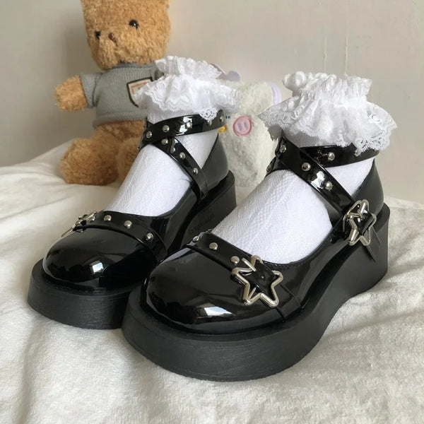 Star Buckle Soft Girl Platform Shoes