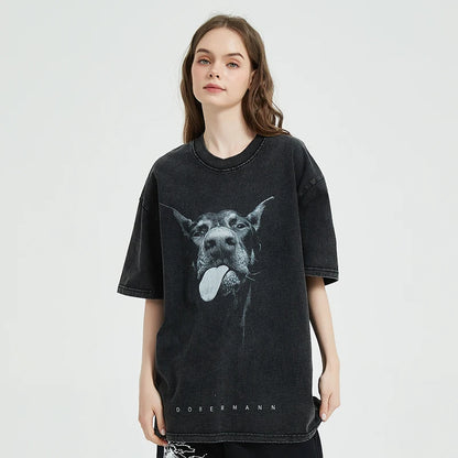 Gewaschenes Dobermann-Hunde-T-Shirt