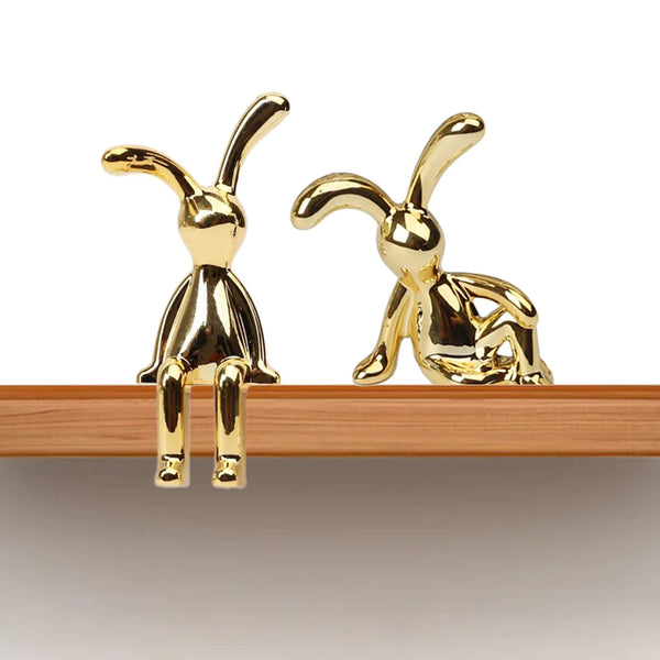 Gold Silver Long Eared Rabbit Figurine