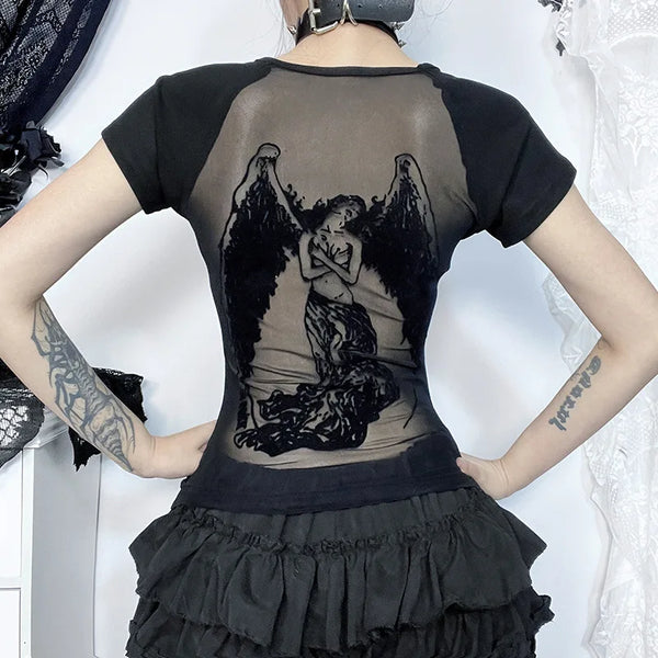 Gothic Sheer Backless Top