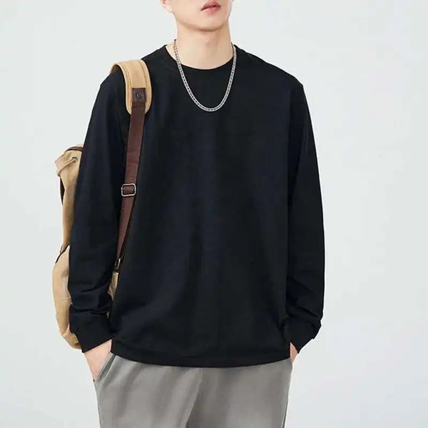 Solid Color Long Sleeved Casual T-Shirt