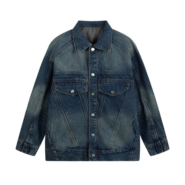 Washed Dark Blue Denim Jacket