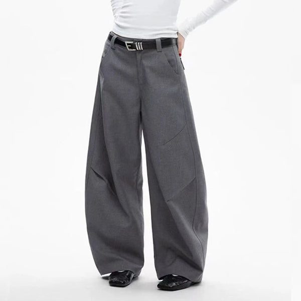 Pantalones de color liso de moda con diseño de cuchillo curvo