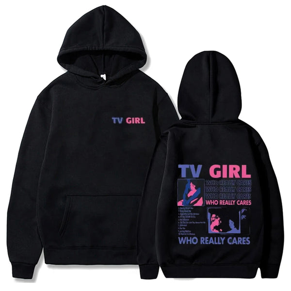 Retro Caring TV Girl Music Album Hoodie